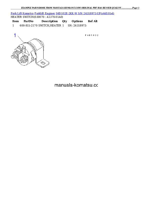 Protected: S6D102E-2KK-W S/N 26318973-UP Partsbook