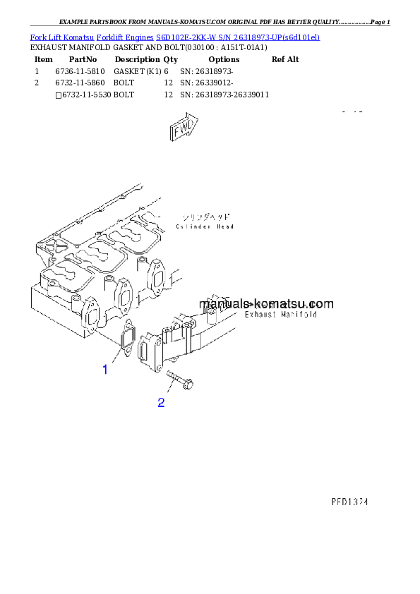 Protected: S6D102E-2KK-W S/N 26318973-UP Partsbook