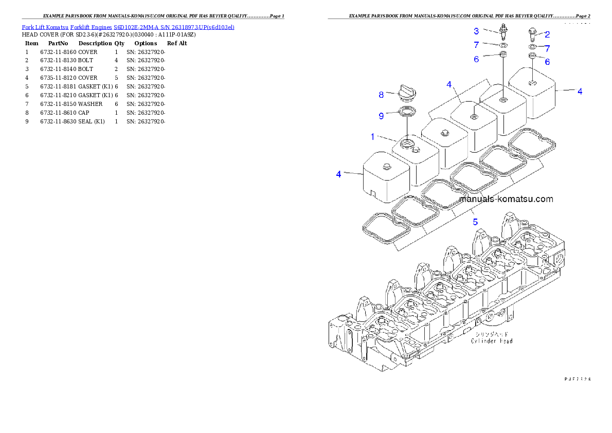 Protected: S6D102E-2MM-A S/N 26318973-UP (SD25/30-6) Partsbook