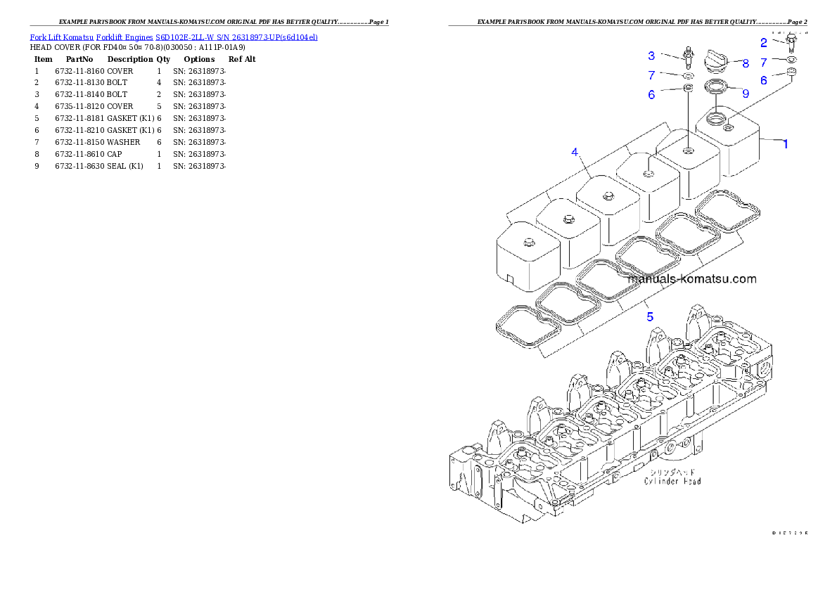 Protected: S6D102E-2LL-W S/N 26318973-UP Partsbook