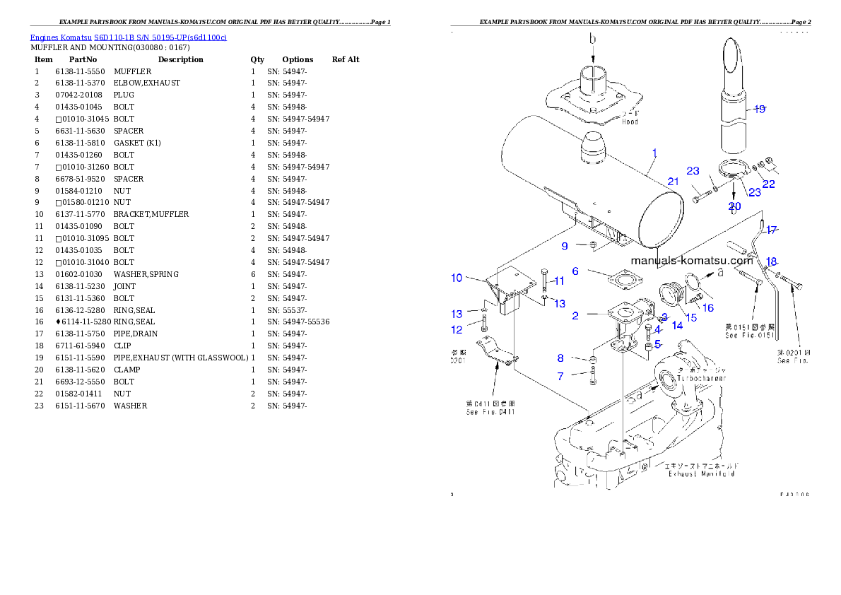 Protected: S6D110-1B S/N 50195-UP Partsbook