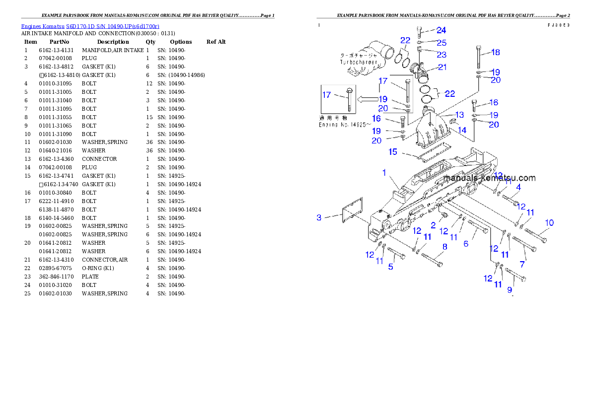 Protected: S6D170-1D S/N 10490-UP Partsbook