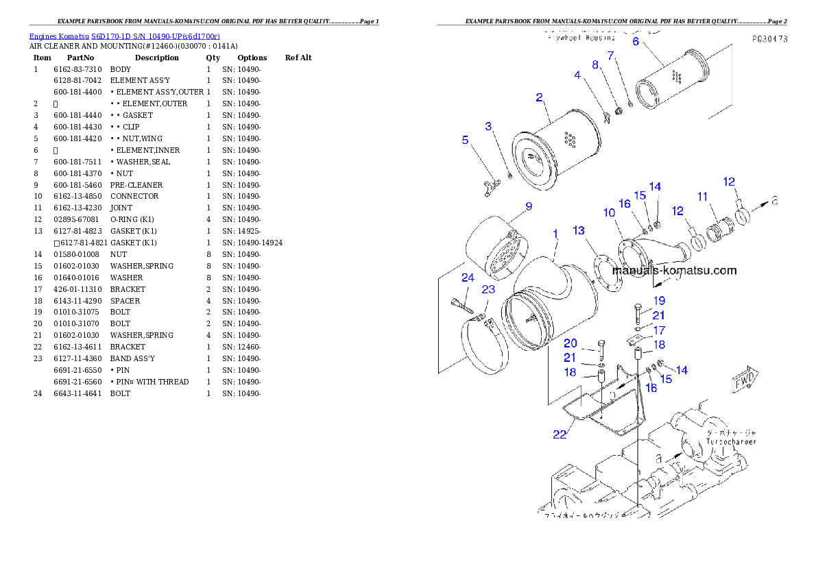 Protected: S6D170-1D S/N 10490-UP Partsbook