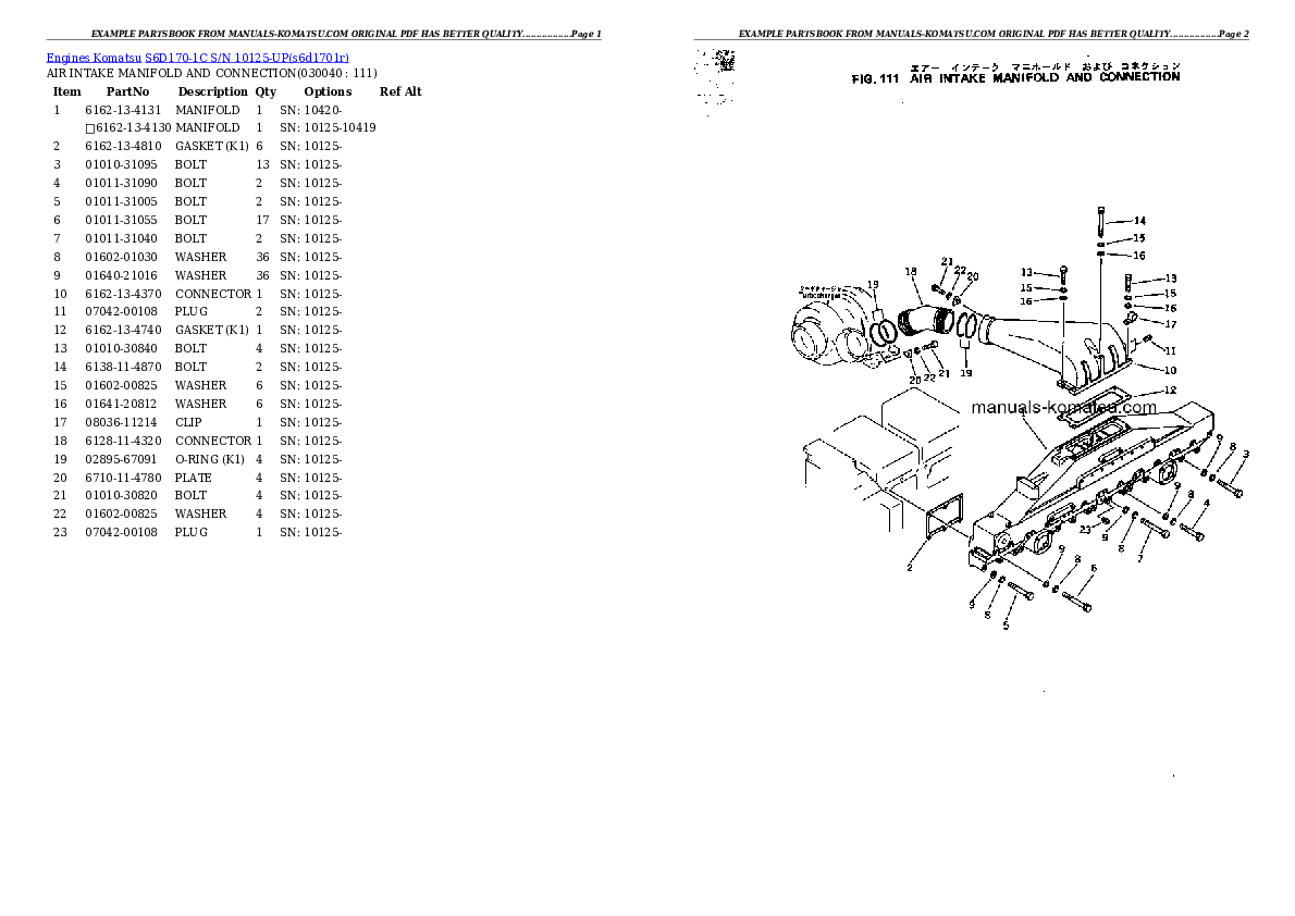 Protected: S6D170-1C S/N 10125-UP Partsbook