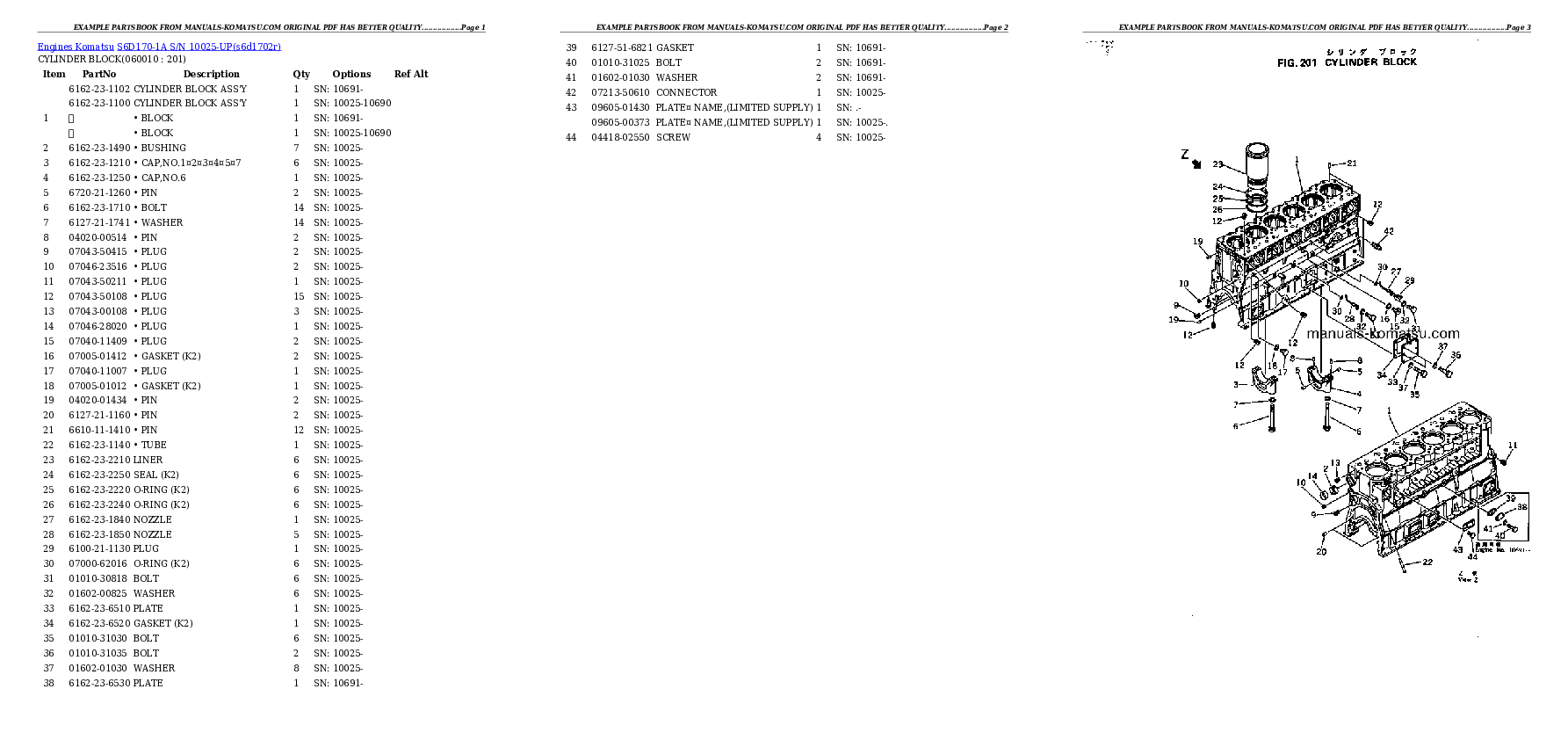 Protected: S6D170-1A S/N 10025-UP (Komatsu eng. Installed) Partsbook