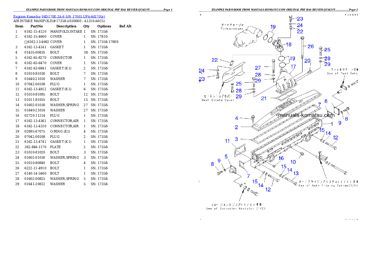 Protected: S6D170E-2A-6 S/N 17001-UP Partsbook