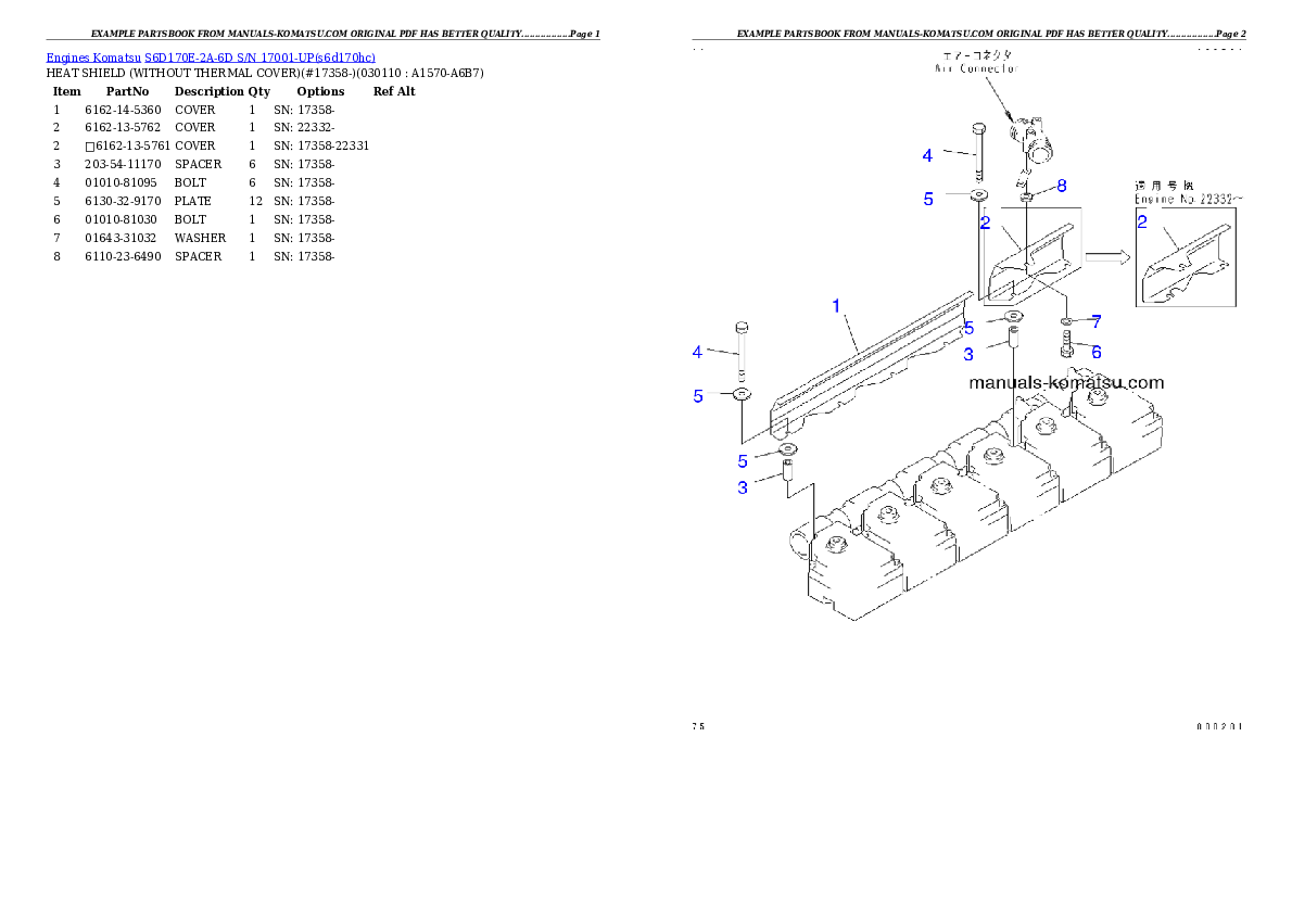 Protected: S6D170E-2A-6D S/N 17001-UP Partsbook