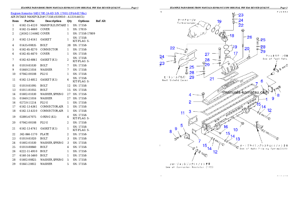 Protected: S6D170E-2A-6D S/N 17001-UP Partsbook