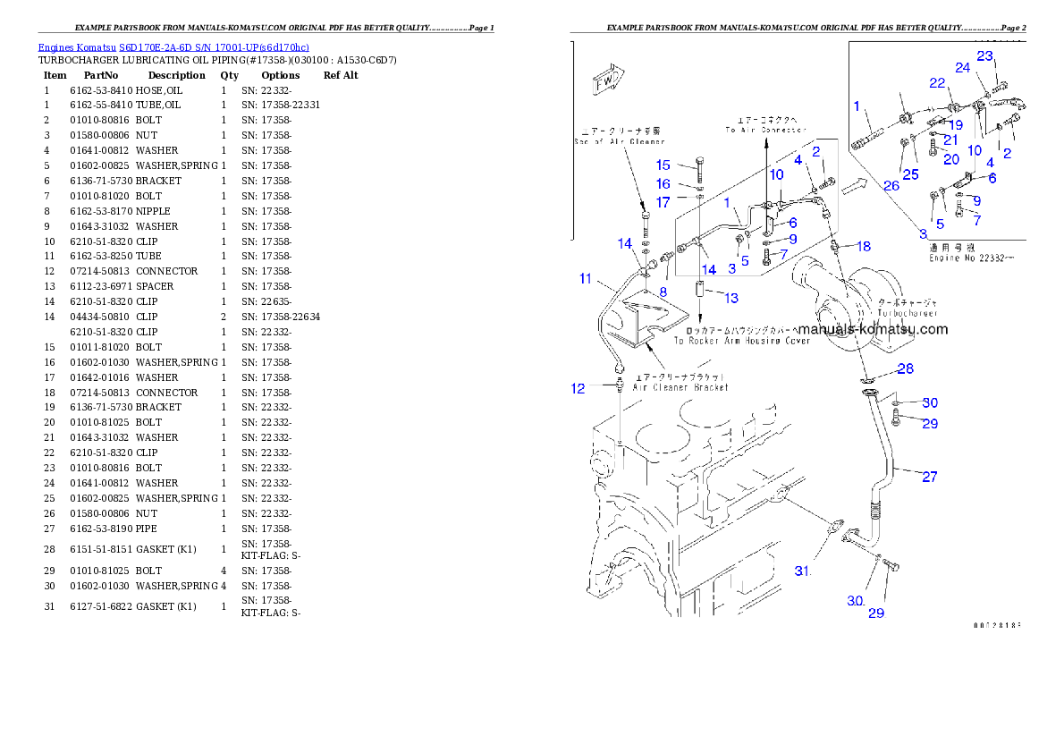 Protected: S6D170E-2A-6D S/N 17001-UP Partsbook