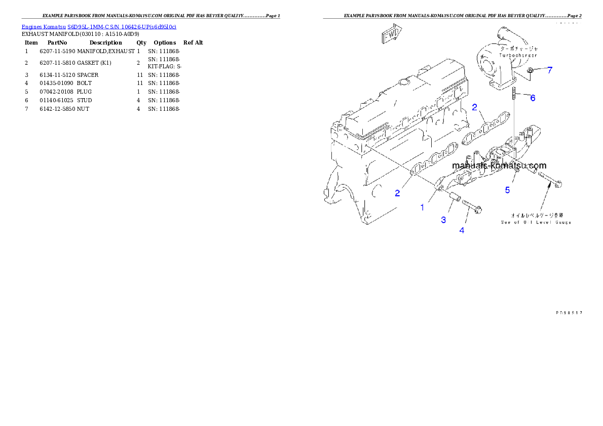 Protected: S6D95L-1MM-C S/N 106426-UP Partsbook