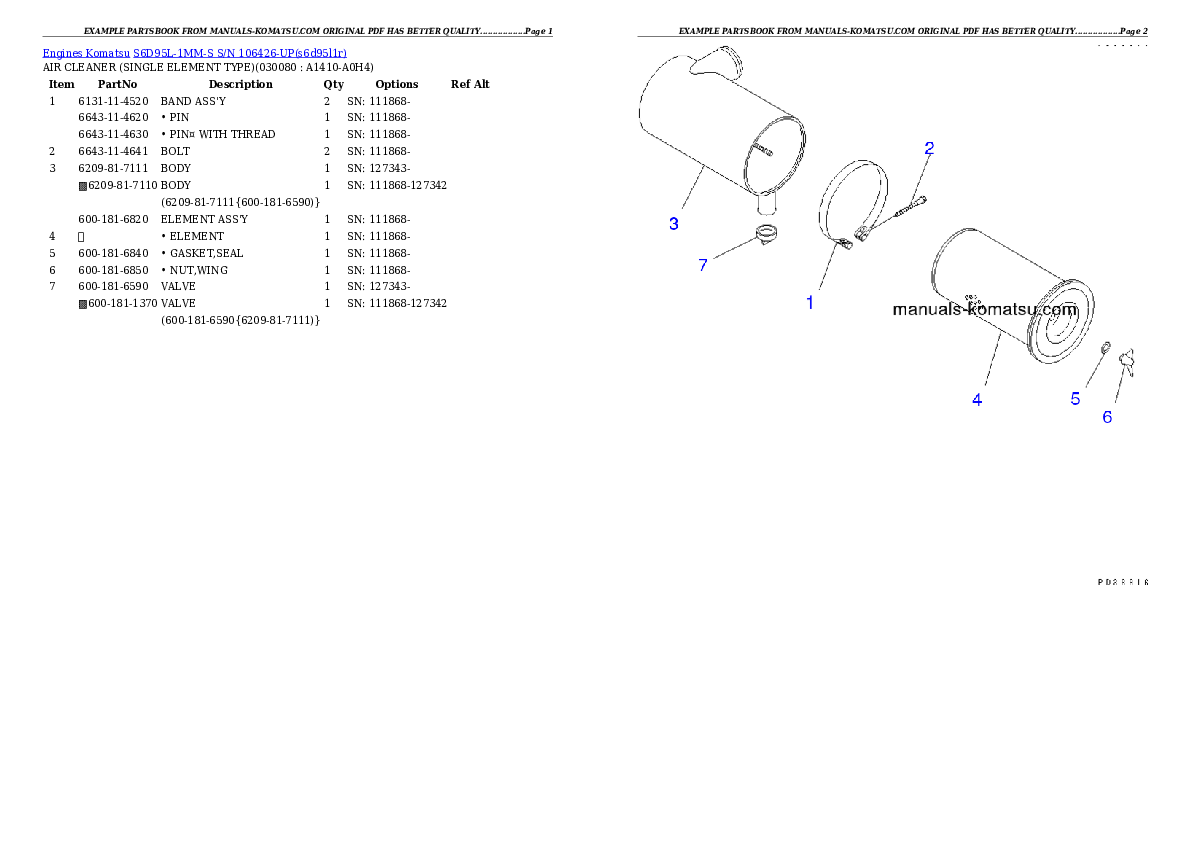 Protected: S6D95L-1MM-S S/N 106426-UP Partsbook