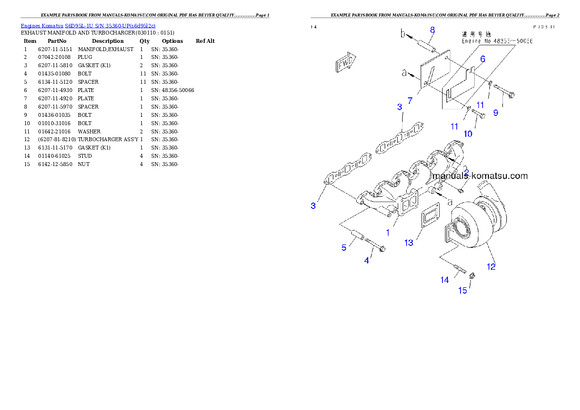 Protected: S6D95L-1U S/N 35360-UP Partsbook