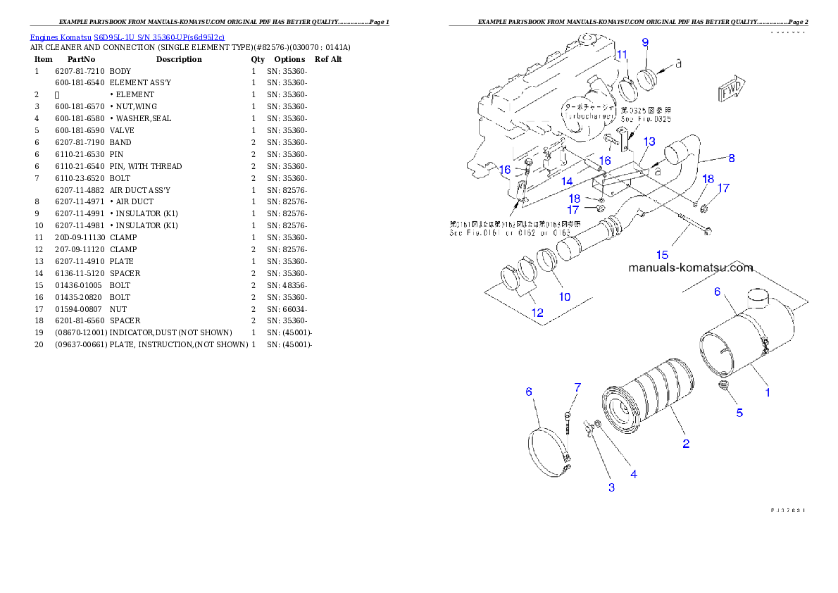 Protected: S6D95L-1U S/N 35360-UP Partsbook