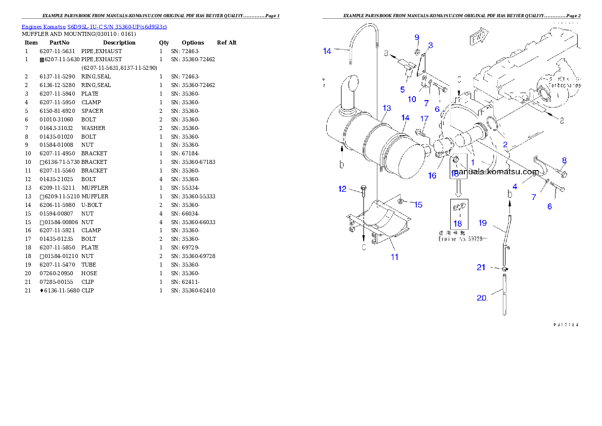 Protected: S6D95L-1U-C S/N 35360-UP Partsbook