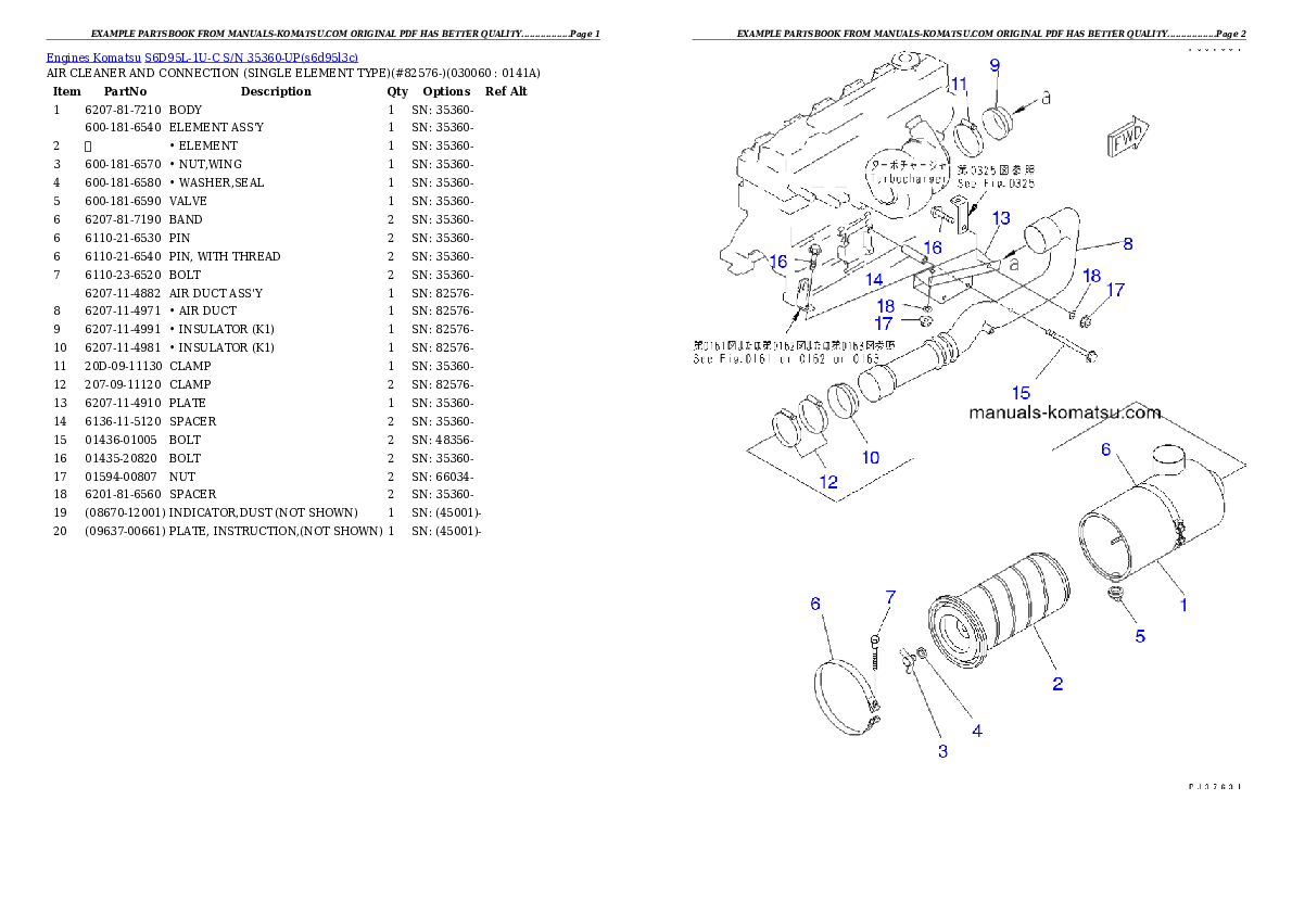 Protected: S6D95L-1U-C S/N 35360-UP Partsbook