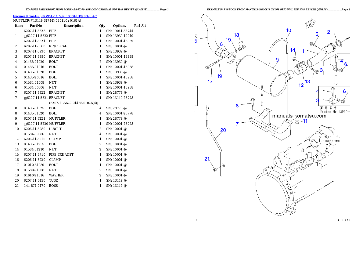 Protected: S6D95L-1C S/N 10001-UP Partsbook