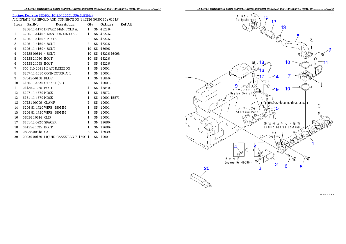 Protected: S6D95L-1C S/N 10001-UP Partsbook