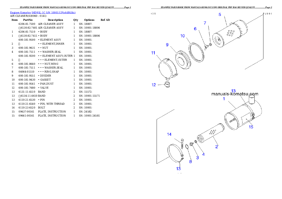 Protected: S6D95L-1C S/N 10001-UP Partsbook