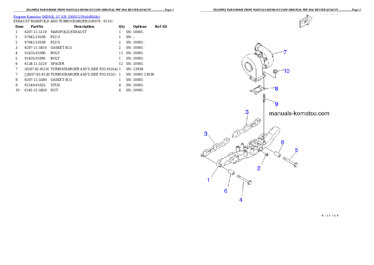Protected: S6D95L-1C S/N 10001-UP Partsbook