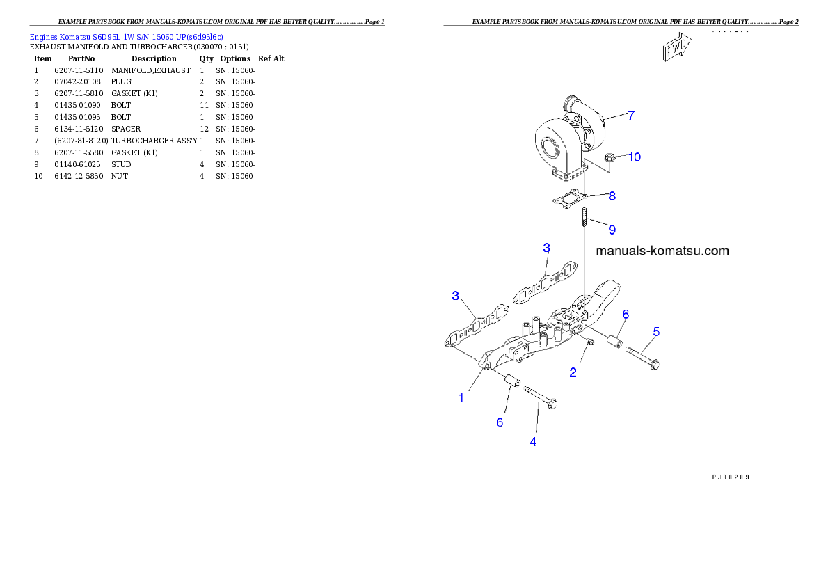 Protected: S6D95L-1W S/N 15060-UP Partsbook