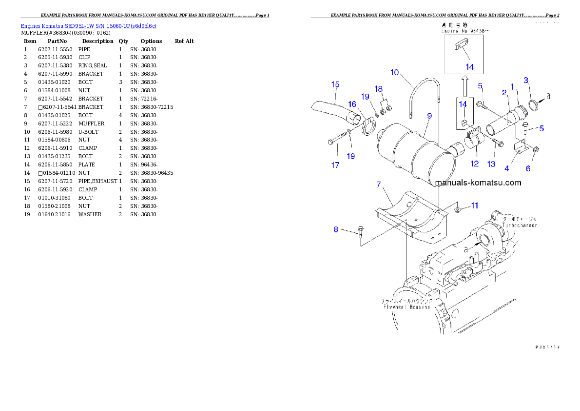 Protected: S6D95L-1W S/N 15060-UP Partsbook