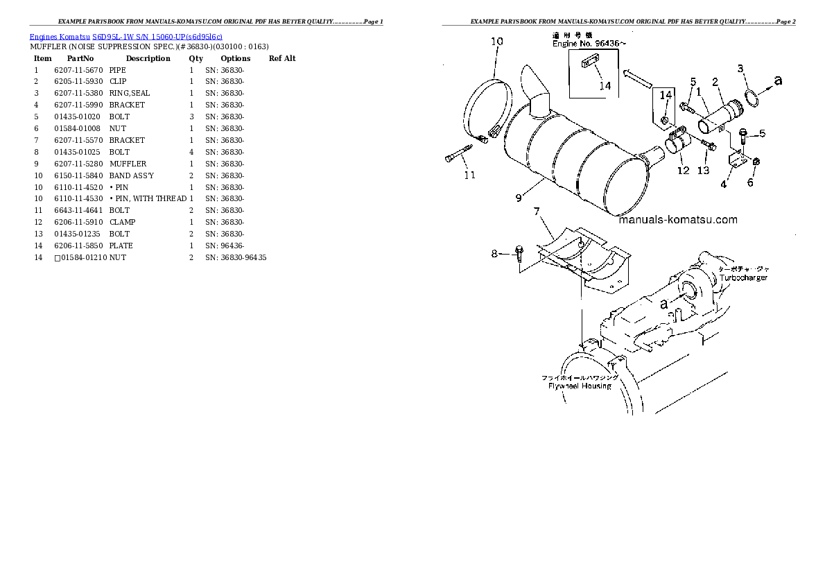 Protected: S6D95L-1W S/N 15060-UP Partsbook