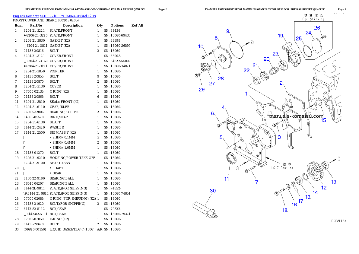 Protected: S6D95L-1D S/N 15060-UP Partsbook
