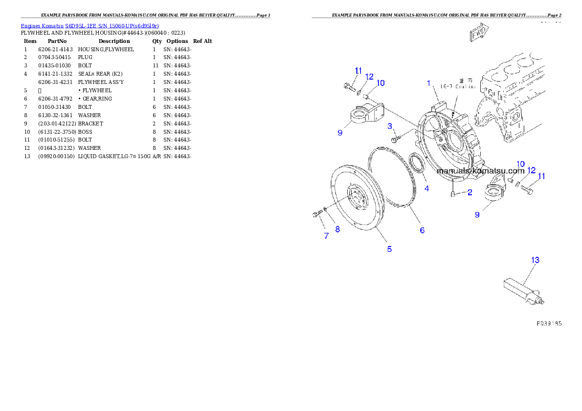 Protected: S6D95L-1EE S/N 15060-UP Partsbook