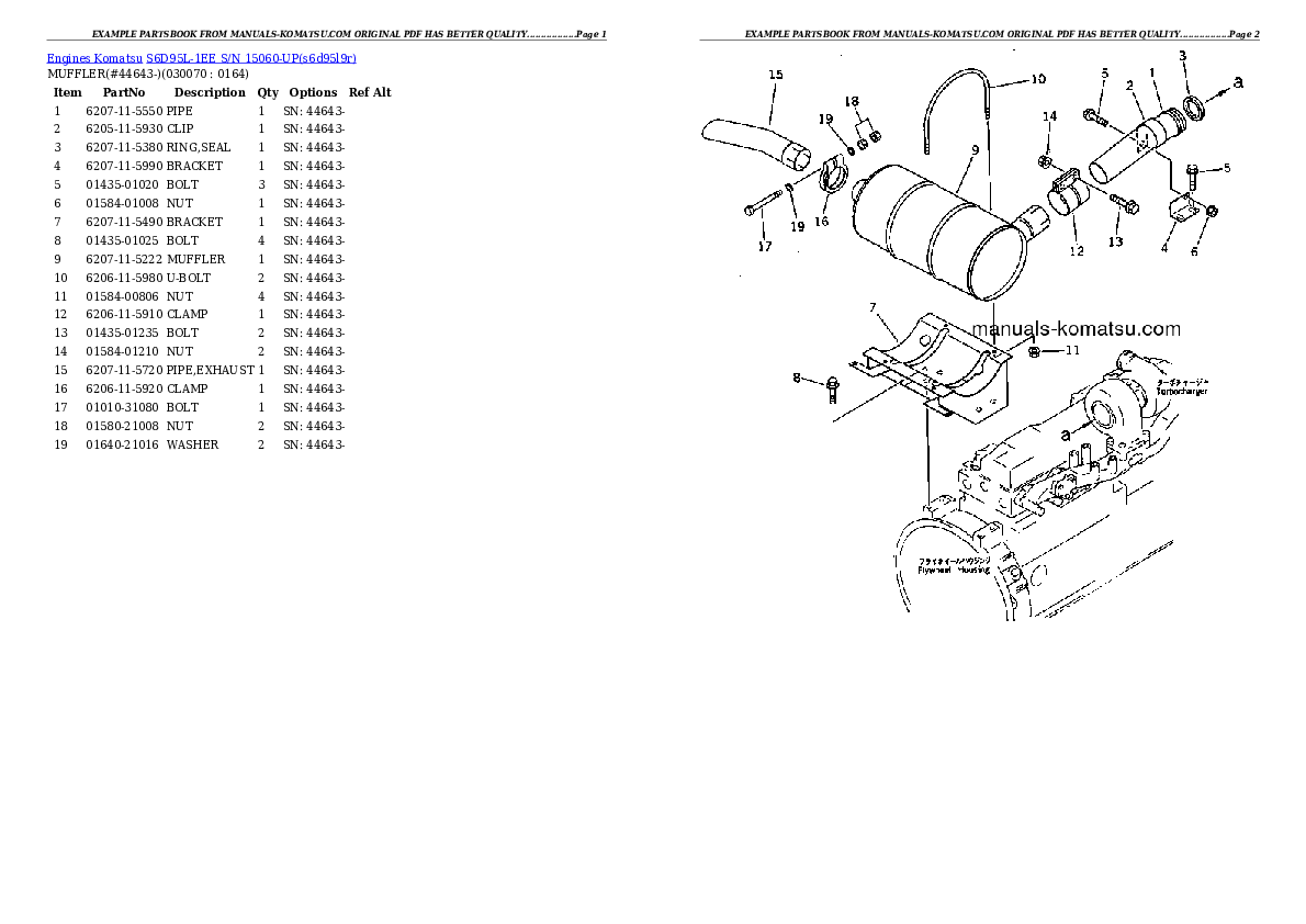 Protected: S6D95L-1EE S/N 15060-UP Partsbook