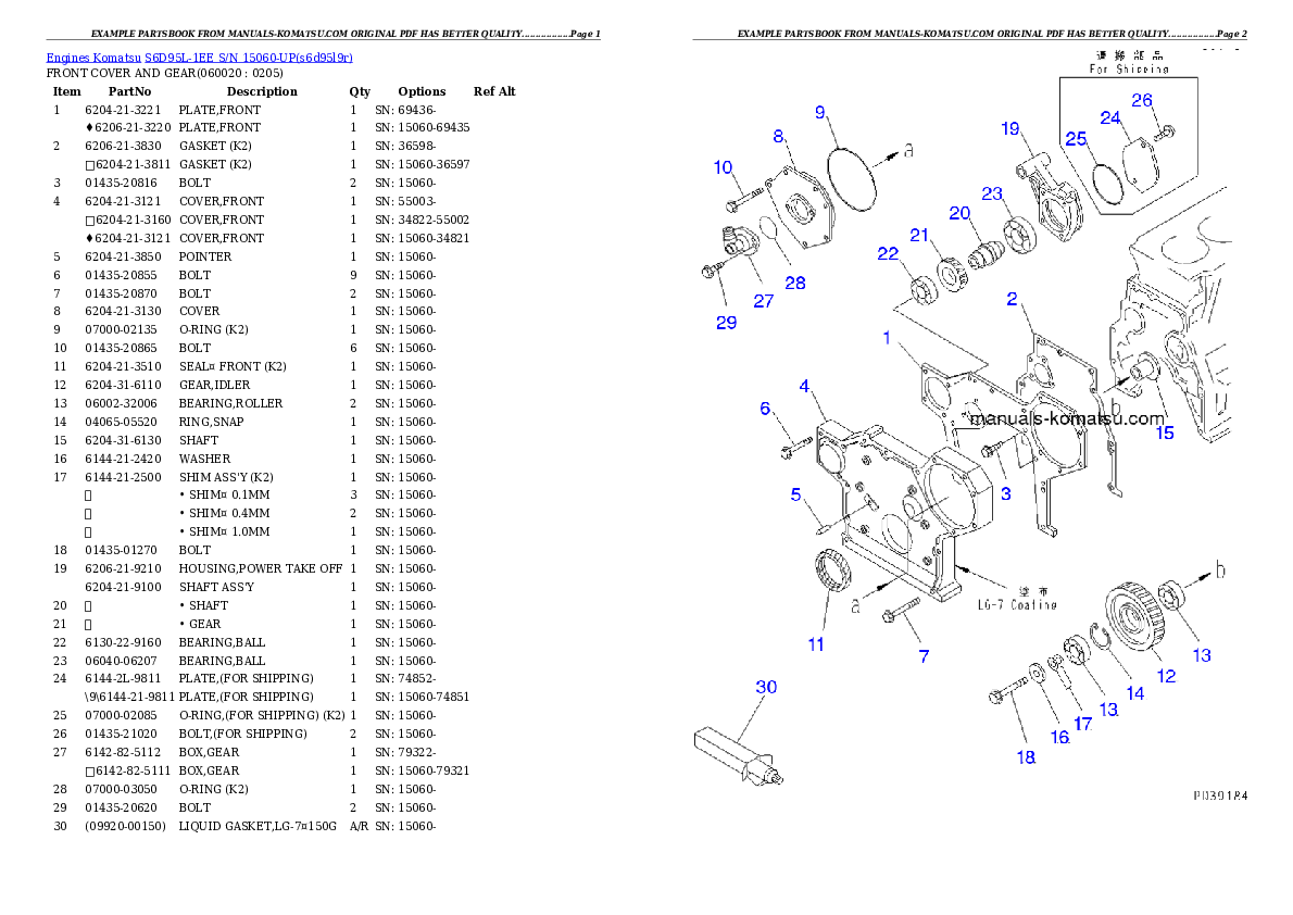 Protected: S6D95L-1EE S/N 15060-UP Partsbook