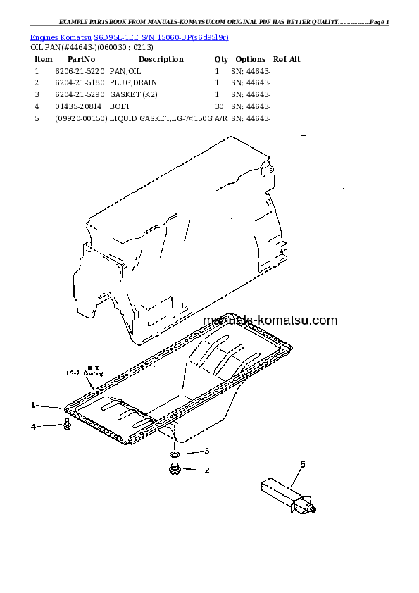 Protected: S6D95L-1EE S/N 15060-UP Partsbook