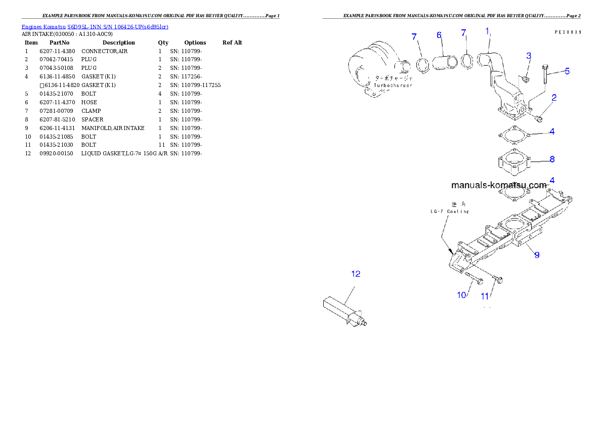 Protected: S6D95L-1NN S/N 106426-UP Partsbook