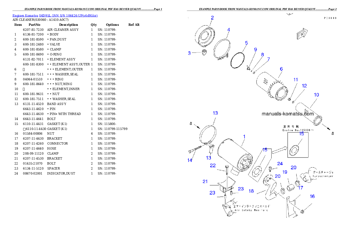 Protected: S6D95L-1NN S/N 106426-UP Partsbook