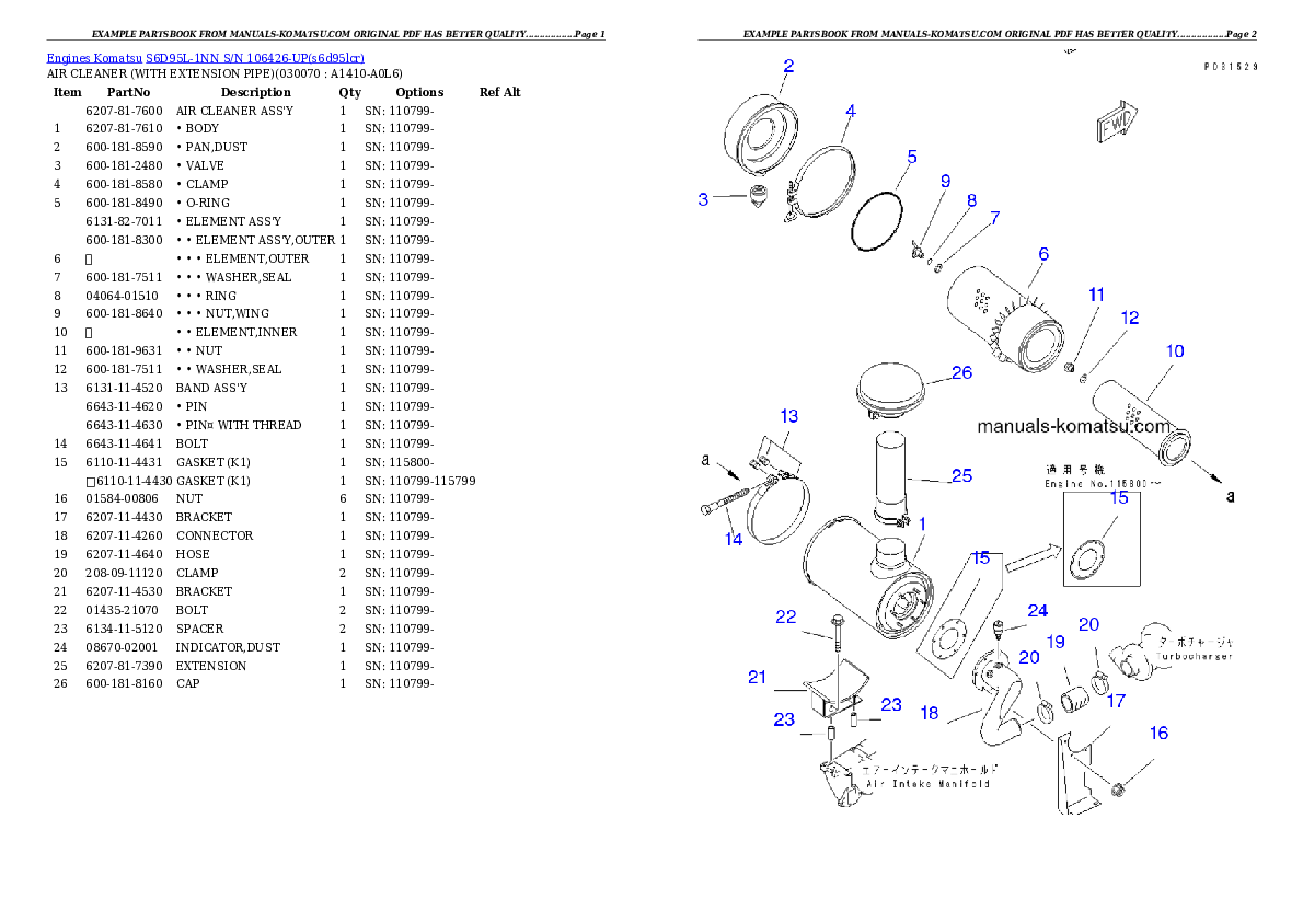 Protected: S6D95L-1NN S/N 106426-UP Partsbook