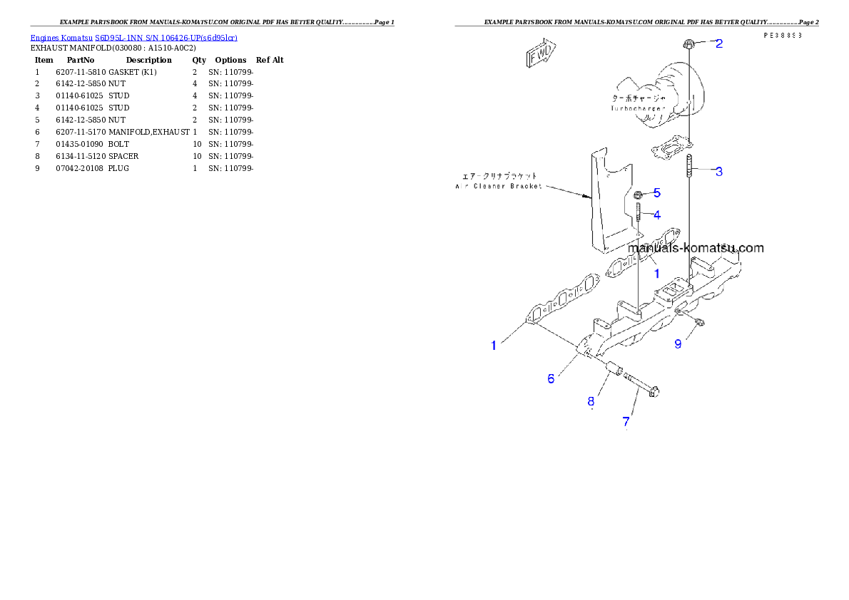 Protected: S6D95L-1NN S/N 106426-UP Partsbook