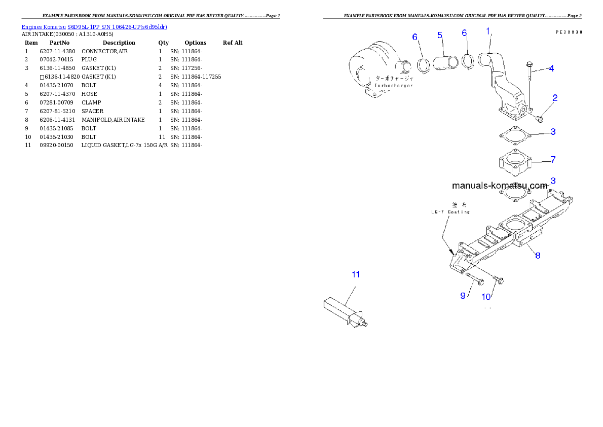 Protected: S6D95L-1PP S/N 106426-UP Partsbook