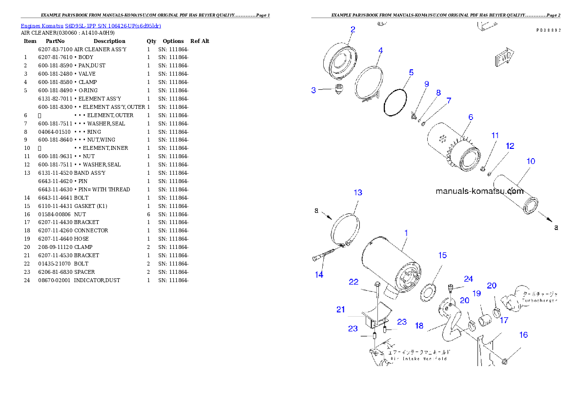 Protected: S6D95L-1PP S/N 106426-UP Partsbook