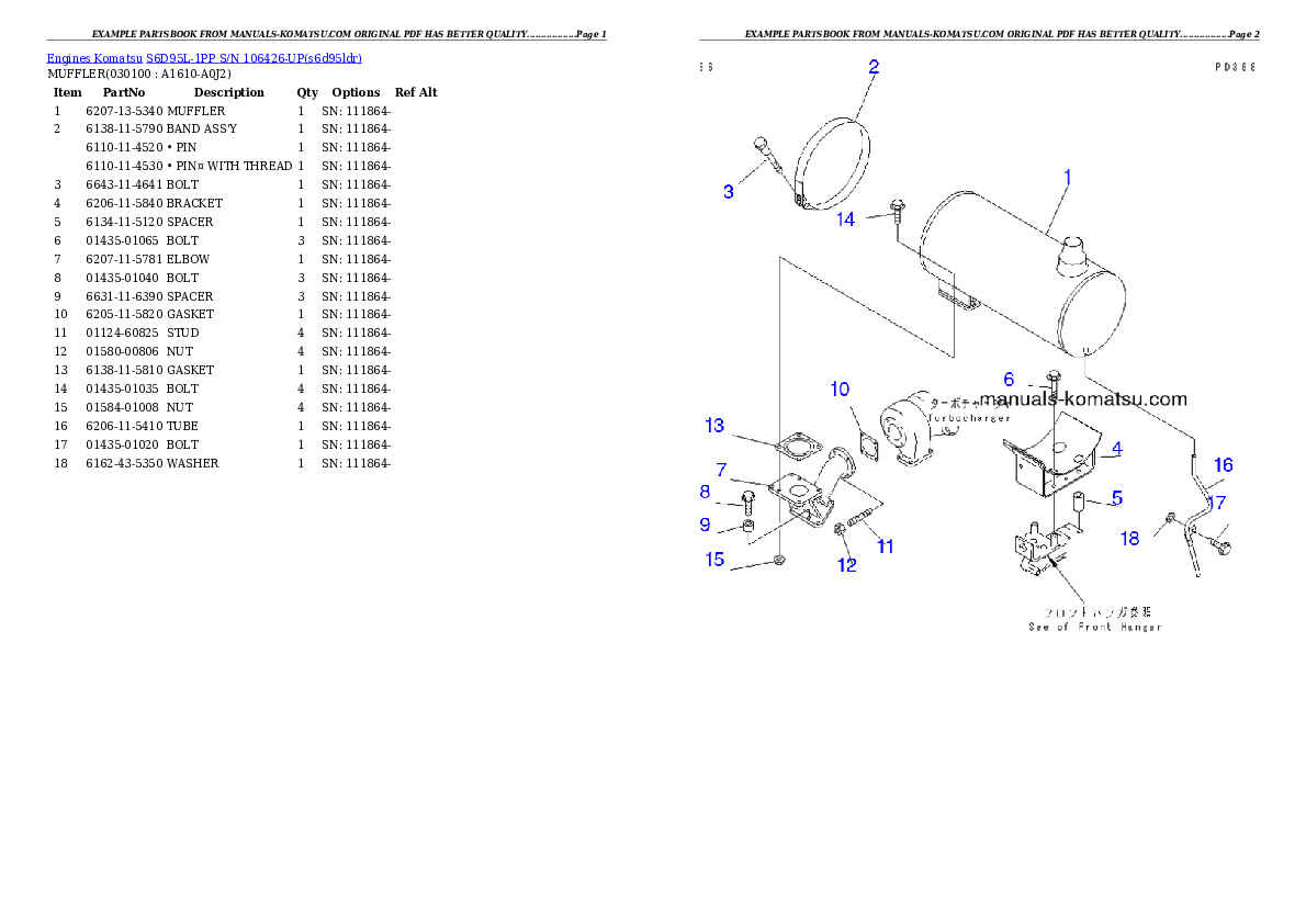 Protected: S6D95L-1PP S/N 106426-UP Partsbook