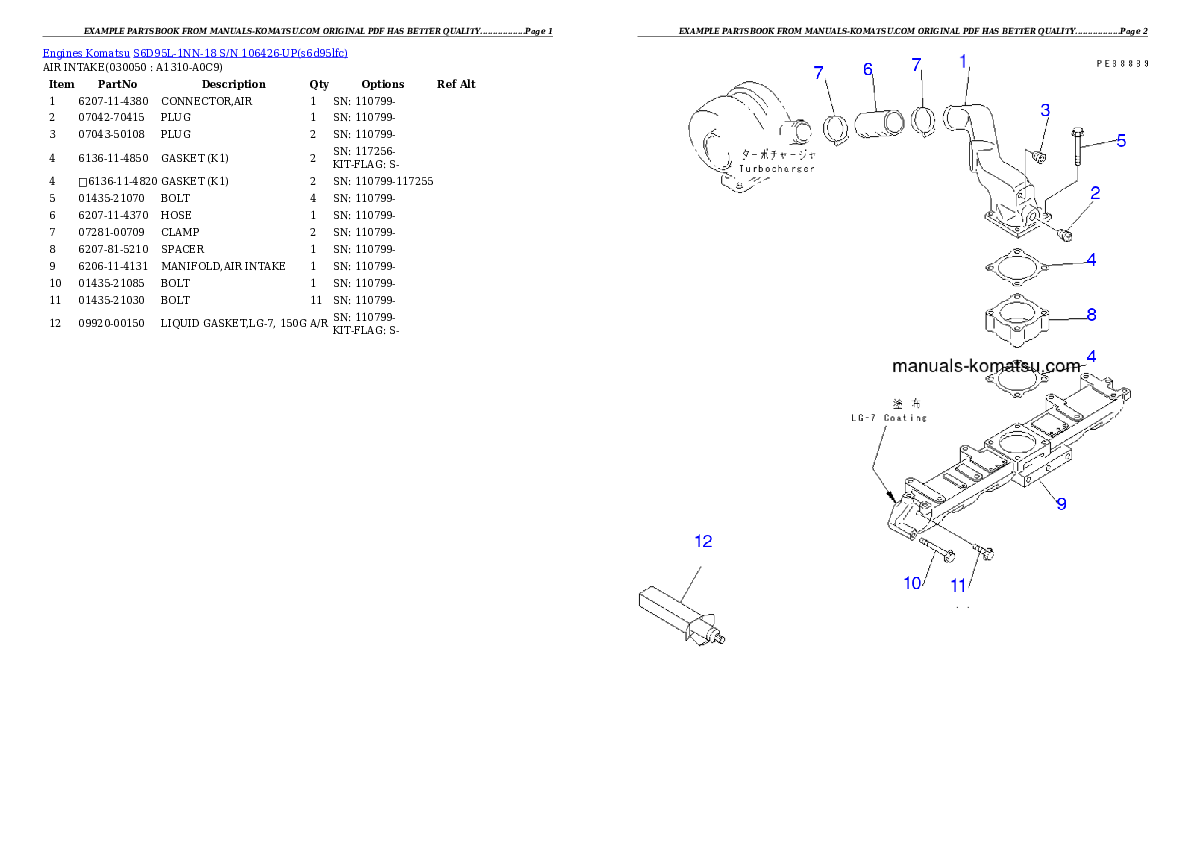 Protected: S6D95L-1NN-18 S/N 106426-UP Partsbook