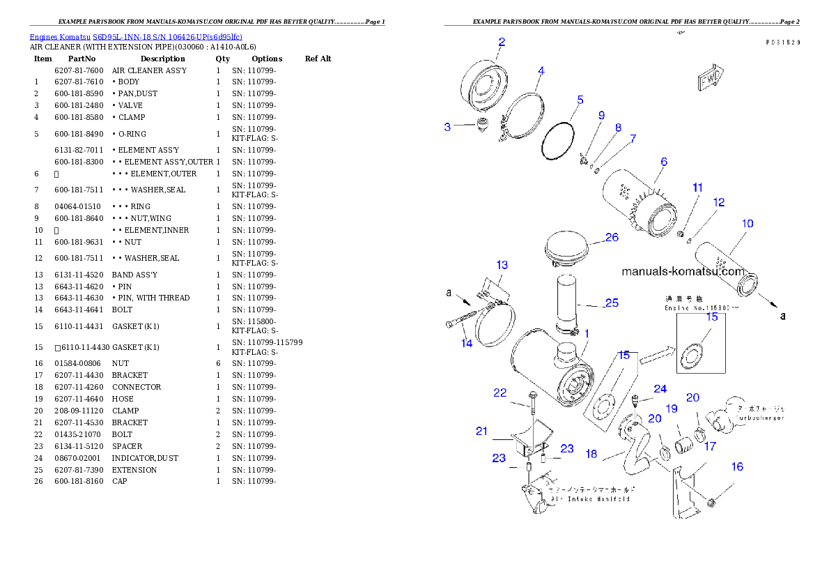 Protected: S6D95L-1NN-18 S/N 106426-UP Partsbook