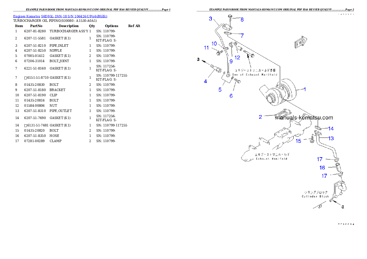 Protected: S6D95L-1NN-18 S/N 106426-UP Partsbook