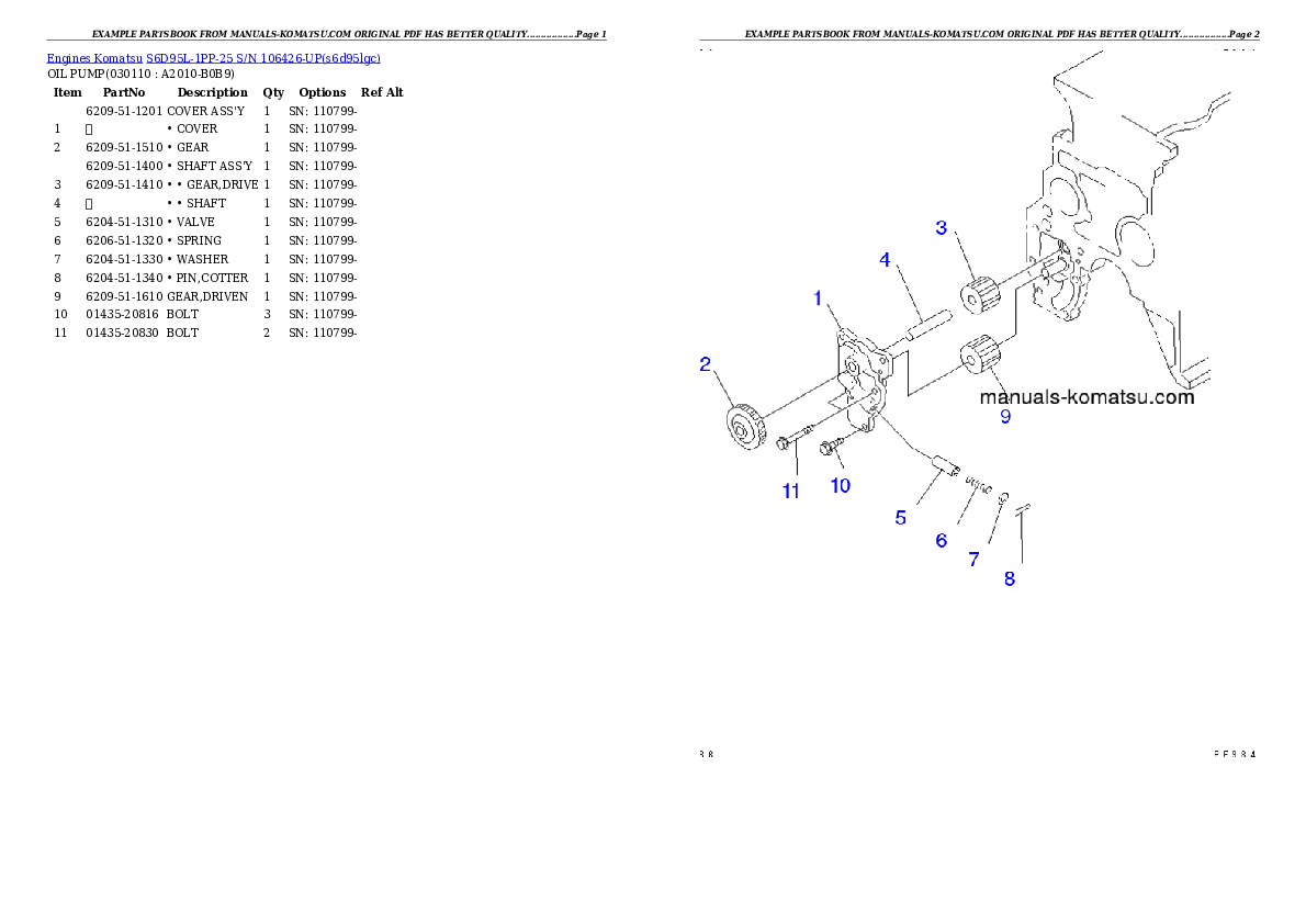 Protected: S6D95L-1PP-25 S/N 106426-UP Partsbook
