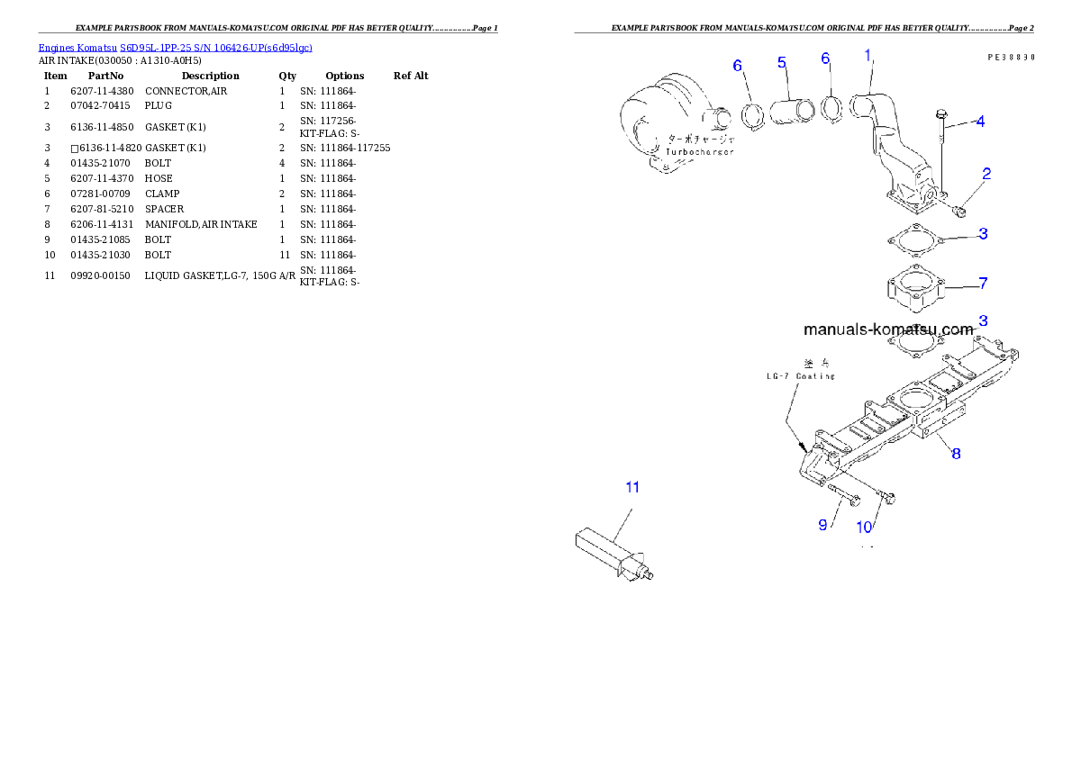 Protected: S6D95L-1PP-25 S/N 106426-UP Partsbook
