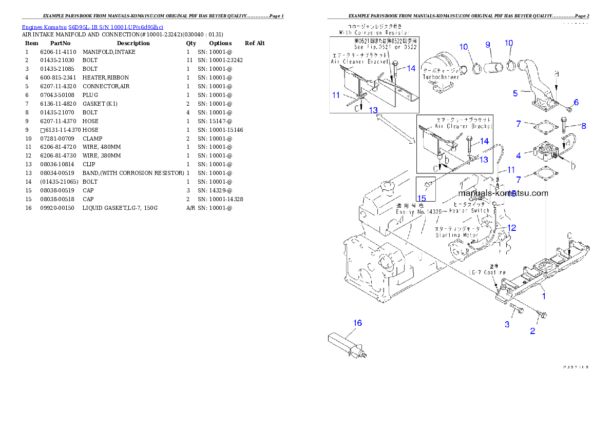 Protected: S6D95L-1B S/N 10001-UP Partsbook