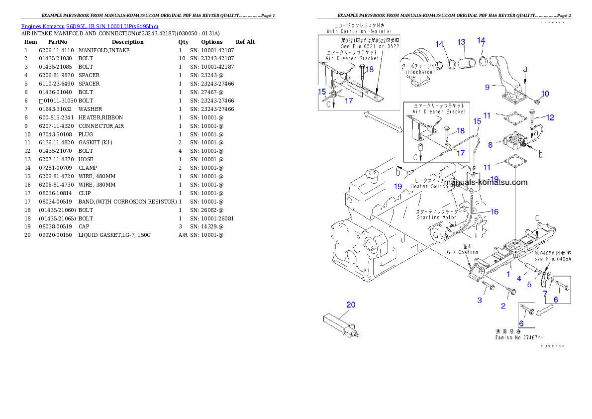 Protected: S6D95L-1B S/N 10001-UP Partsbook