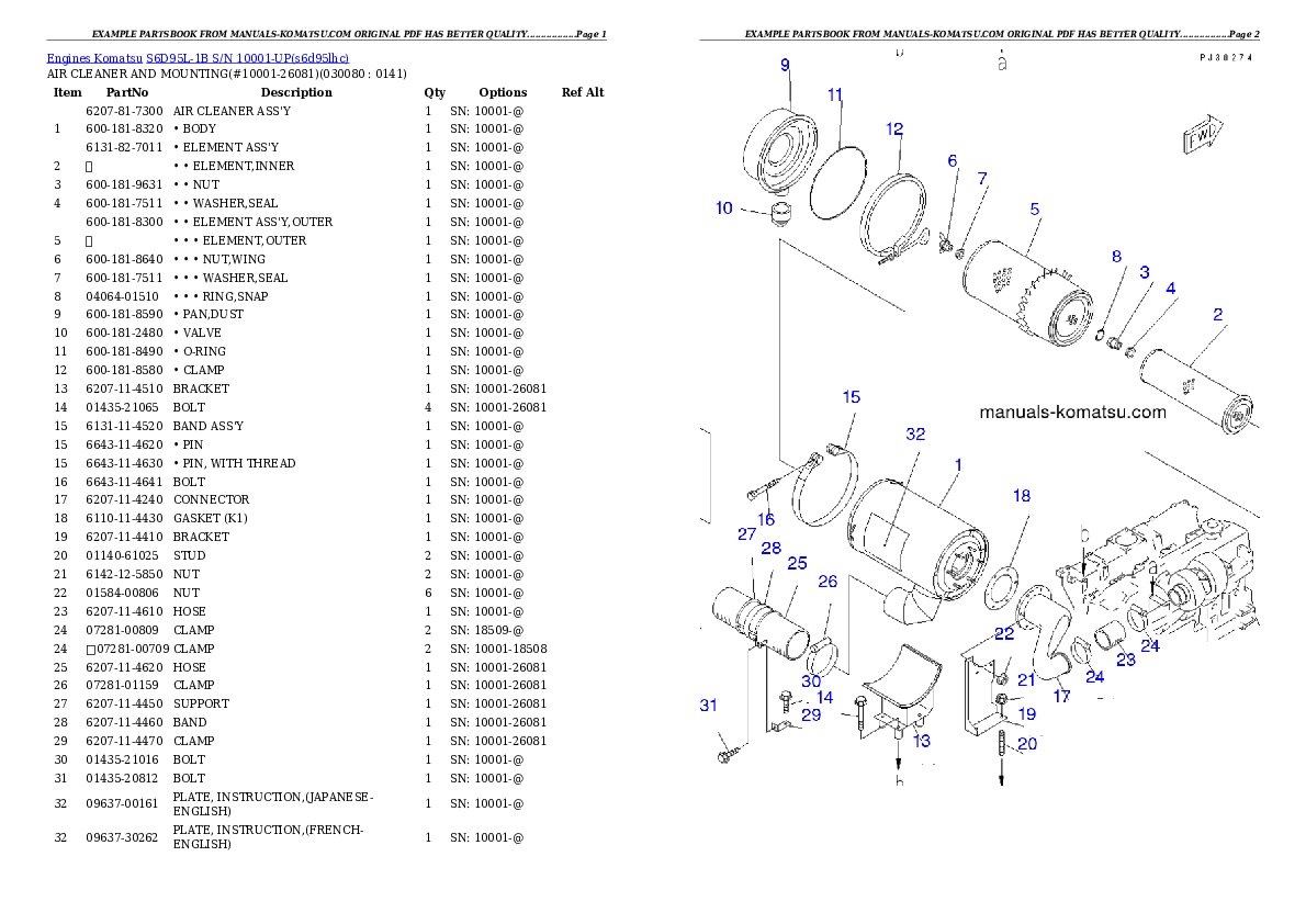 Protected: S6D95L-1B S/N 10001-UP Partsbook