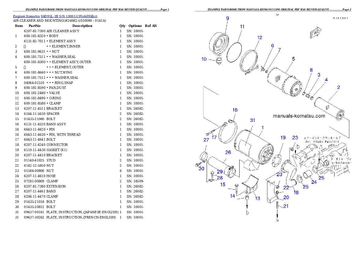 Protected: S6D95L-1B S/N 10001-UP Partsbook