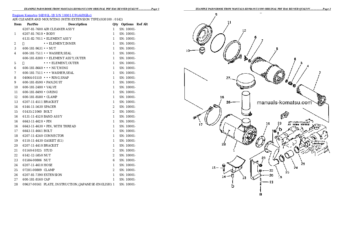 Protected: S6D95L-1B S/N 10001-UP Partsbook