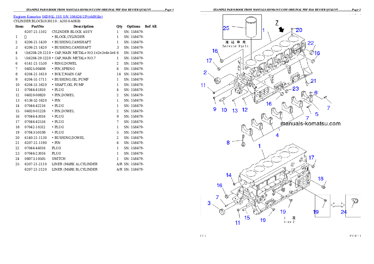 Protected: S6D95L-1SS S/N 106426-UP Partsbook