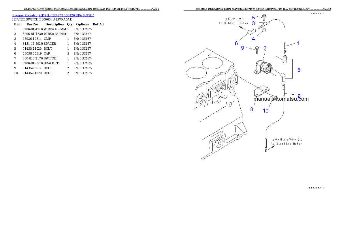 Protected: S6D95L-1SS S/N 106426-UP Partsbook